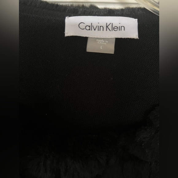 NWT Calvin Klein dresses black faux fur jacket - size Large - Picture 7 of 7